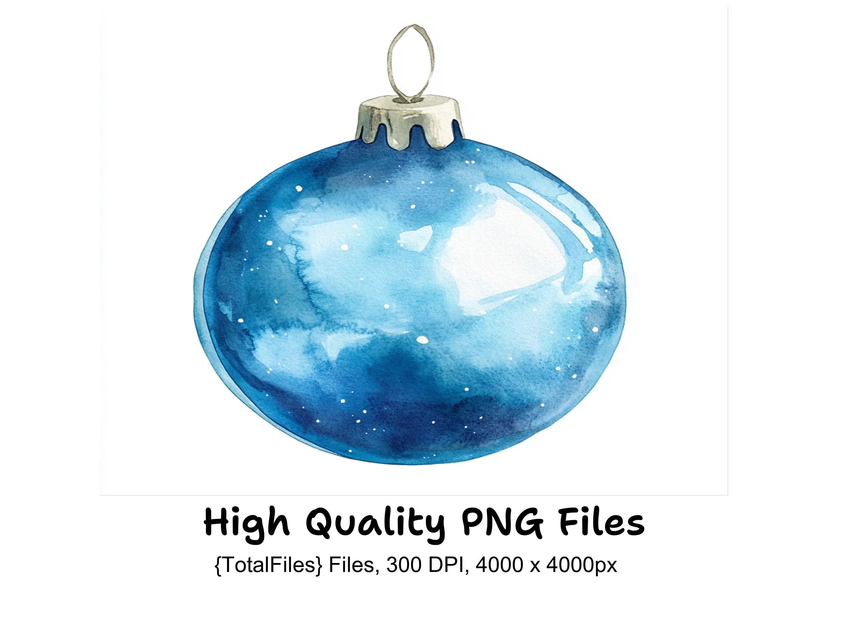 Blue Christmas Ornaments Clipart Bundle