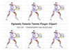 Dynamic Female Tennis Player Clipart Bundle