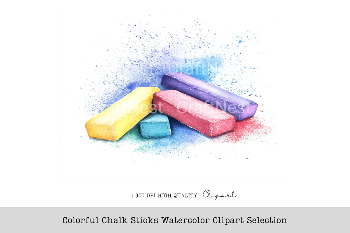 Colorful Chalk Sticks Selection Clipart Bundle