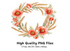 Poppy and Wheat Field Wreaths Clipart Bundle