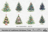 Patriotic Traditional Christmas Trees Clipart Bundle