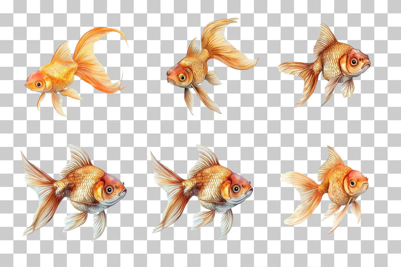 Goldfish with Flowing Fins Clipart Bundle - CraftNest - Digital Crafting and Art