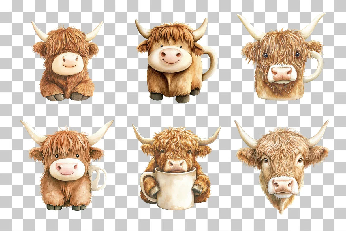 Highland Cow Design Mug Wrap Bundle - CraftNest - Digital Crafting and Art