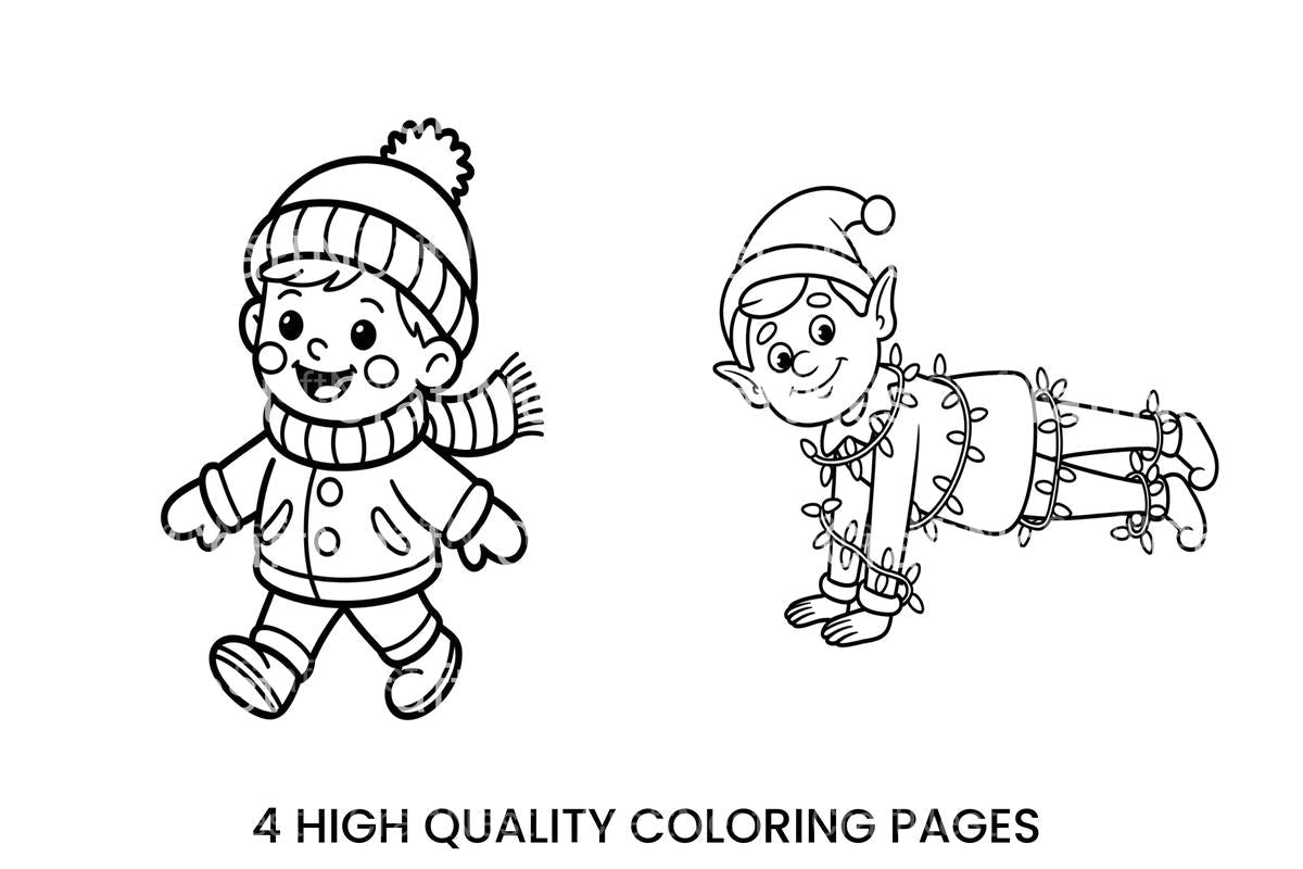 Christmas Elf Tangled in Lights Coloring Books