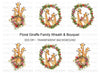 Floral Giraffe Wreath Clipart Bundle