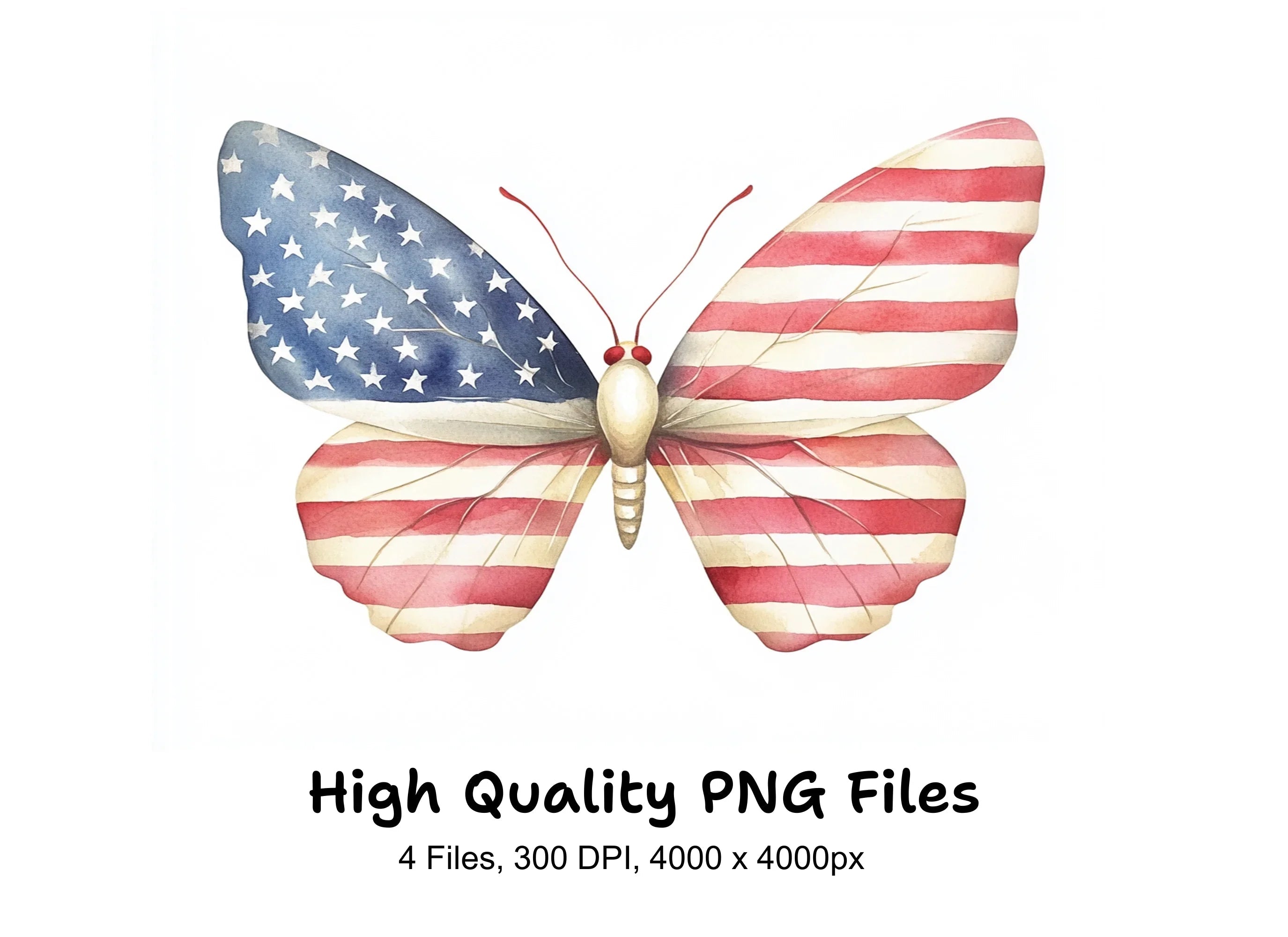 American Flag Butterflies Clipart Bundle
