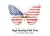 American Flag Butterflies Clipart Bundle