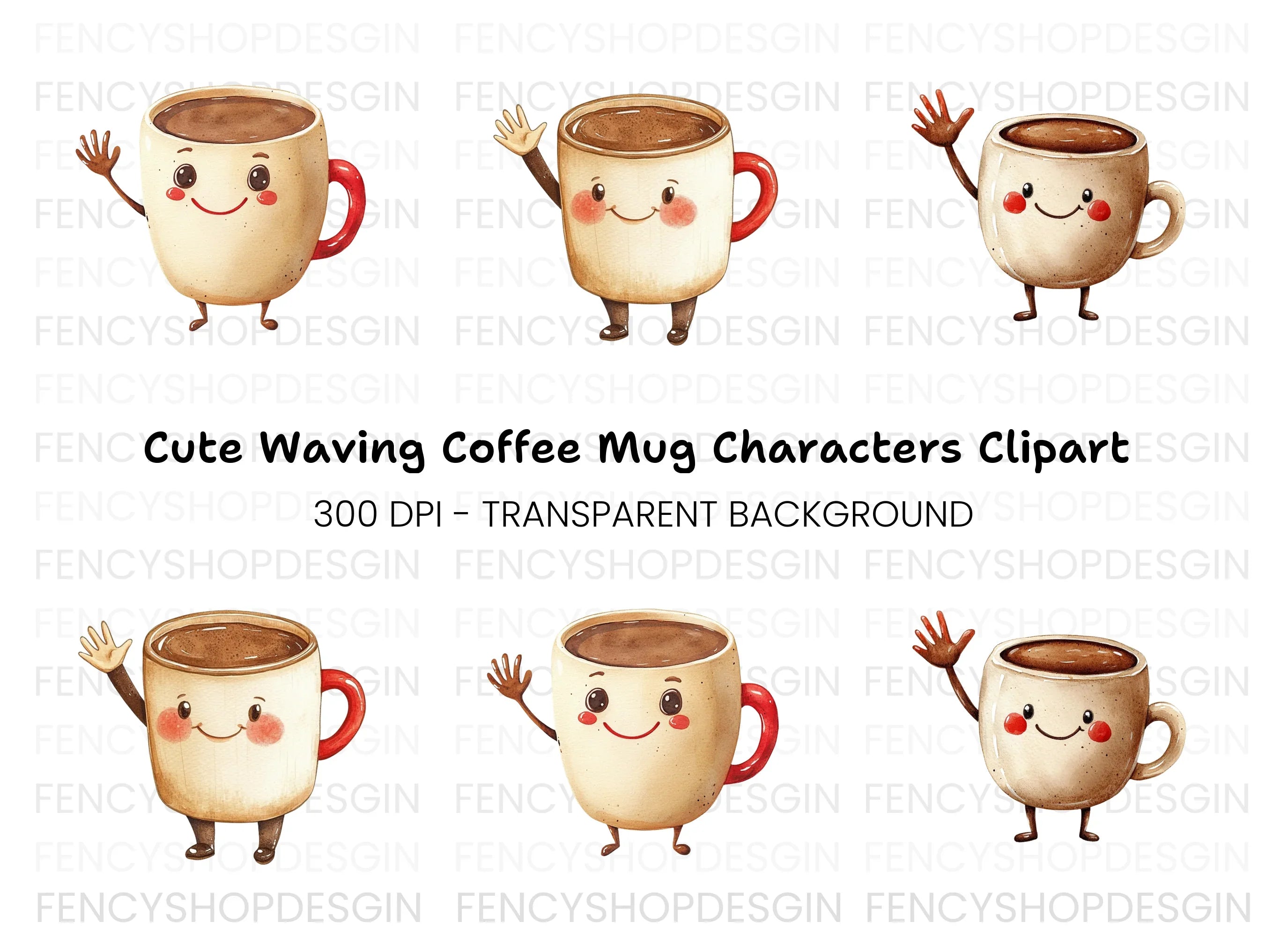 Waving Mug Clipart Bundle
