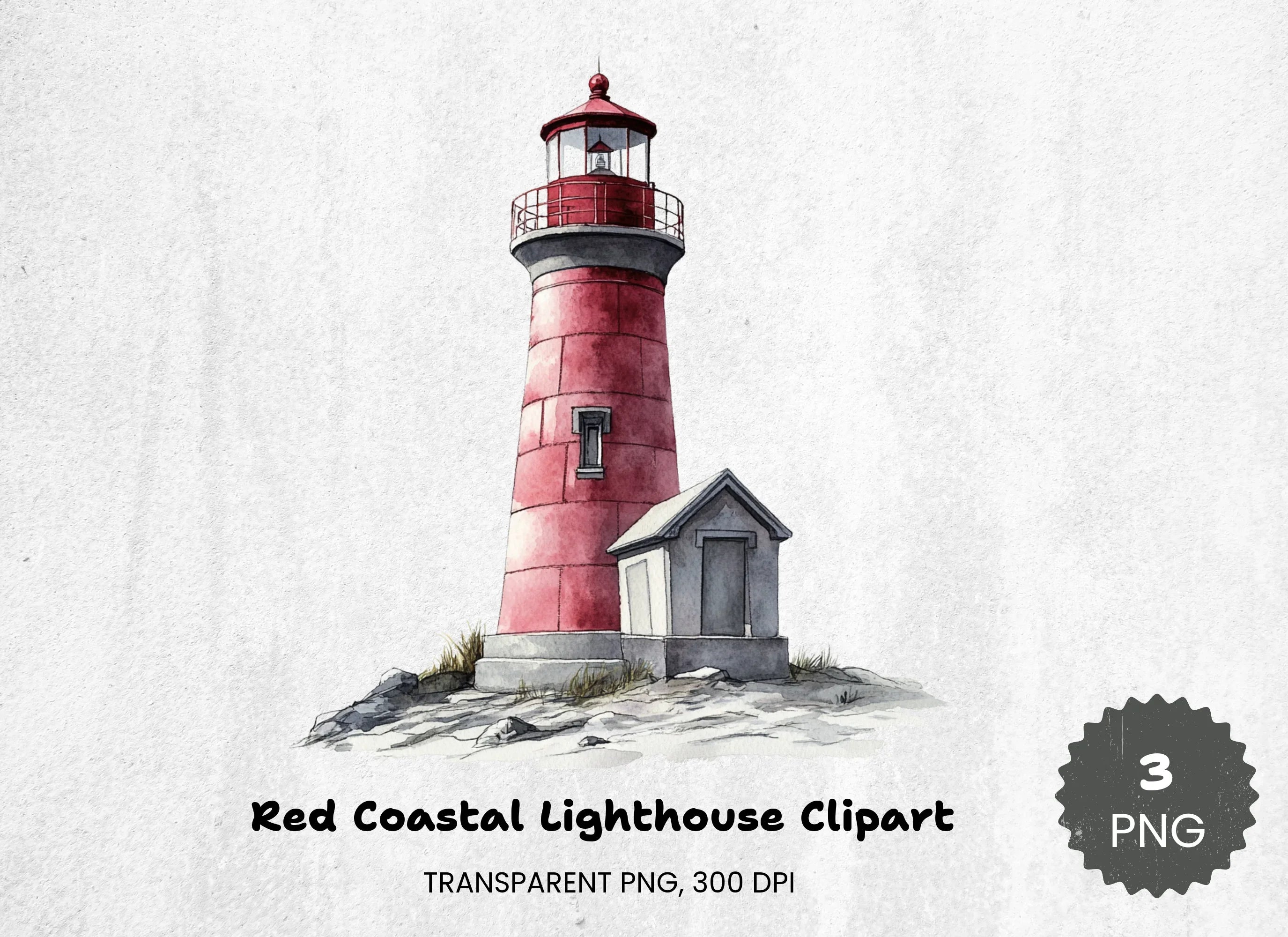 Red Coastal Lighthouse Clipart Bundle - CraftNest - Digital Crafting and Art