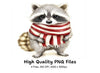 Cute Raccoons with Winter Scarves Clipart Bundle
