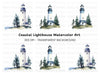 Lighthouse and Pine Trees Clipart Bundle