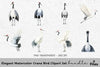 Elegant Crane Bird Clipart Bundle