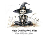 Sitting Skeleton Witch Halloween Clipart Bundle