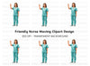 Friendly Nurse Waving Clipart Bundle