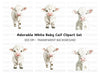 Adorable White Baby Calf Clipart Bundle