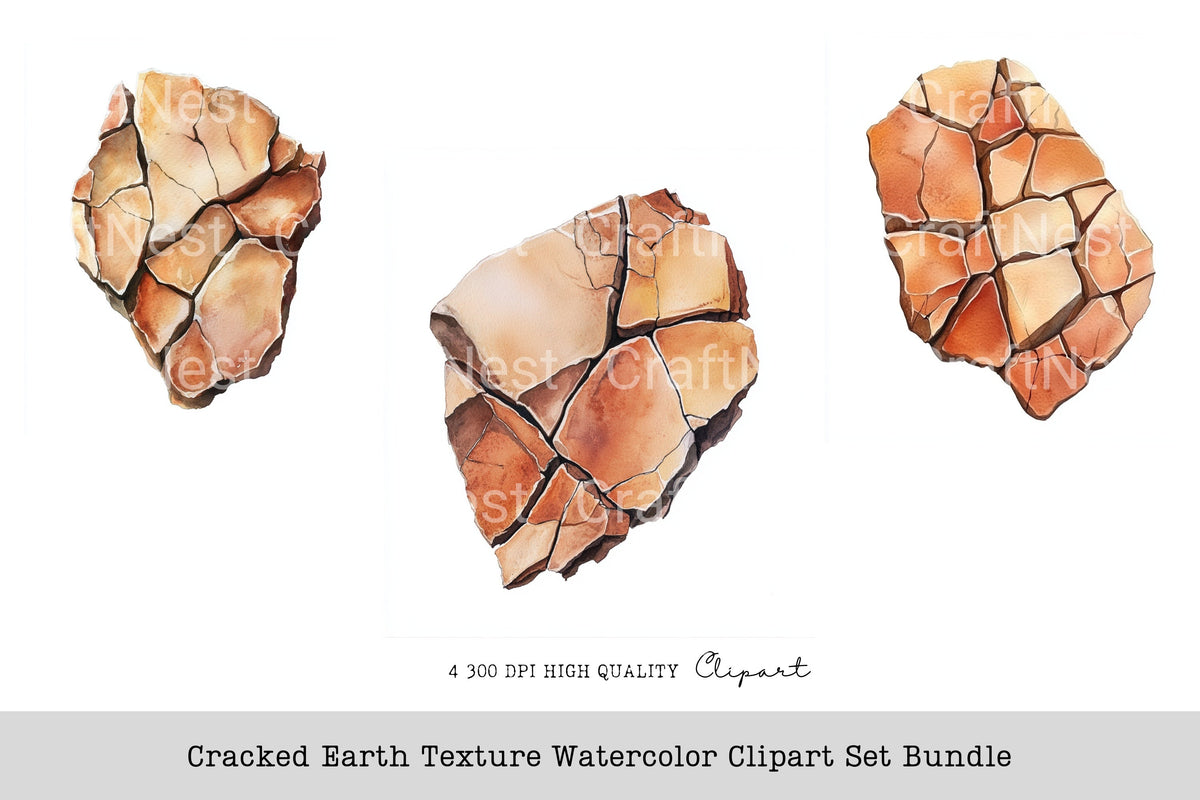 Cracked Earth Texture Clipart Bundle