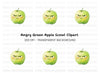 Angry Green Apple Cartoon Clipart Bundle