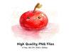 Happy Red Apple in Water Clipart Bundle