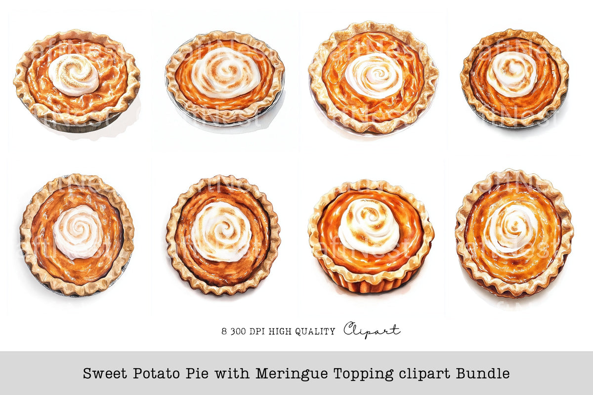 Sweet Potato Pie With Meringue Topping Clipart Bundle