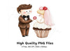 Cute Wedding Couple Cupcake Clipart Bundle