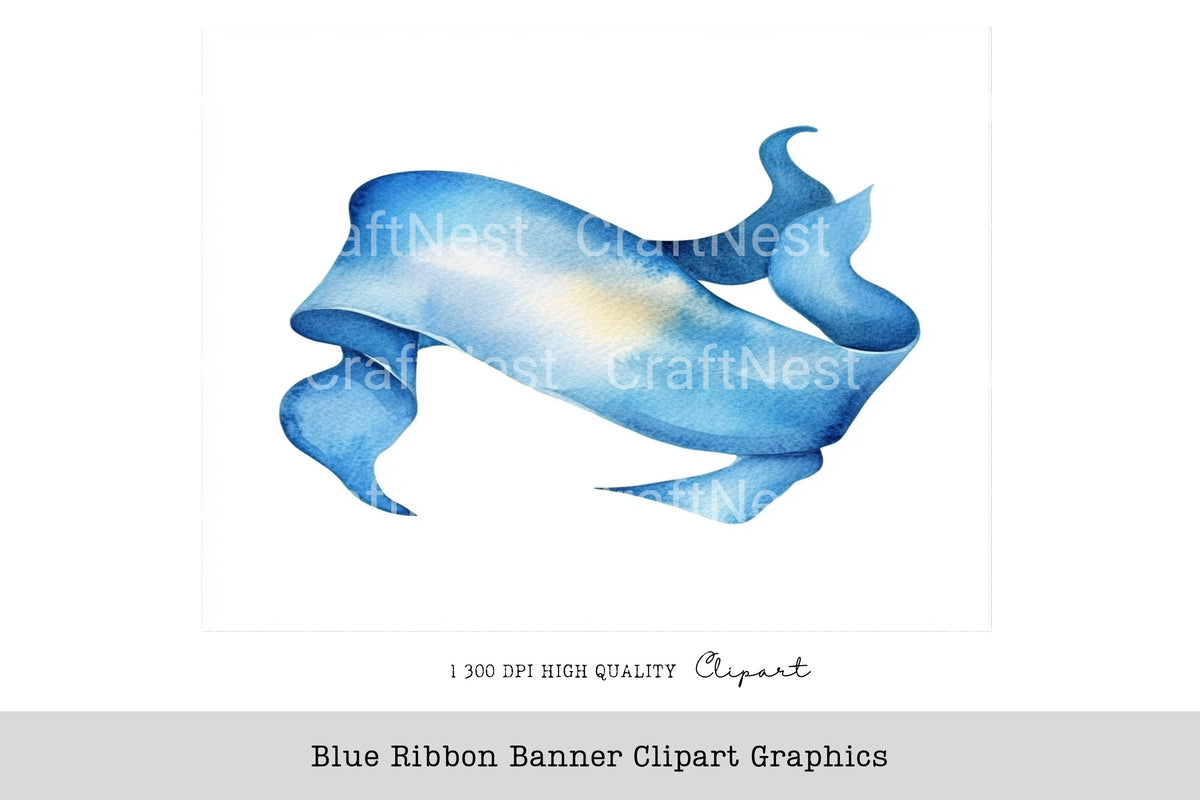 Blue Ribbon Banner Graphics Clipart Bundle