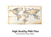 Vintage World Map Compass Clipart Bundle