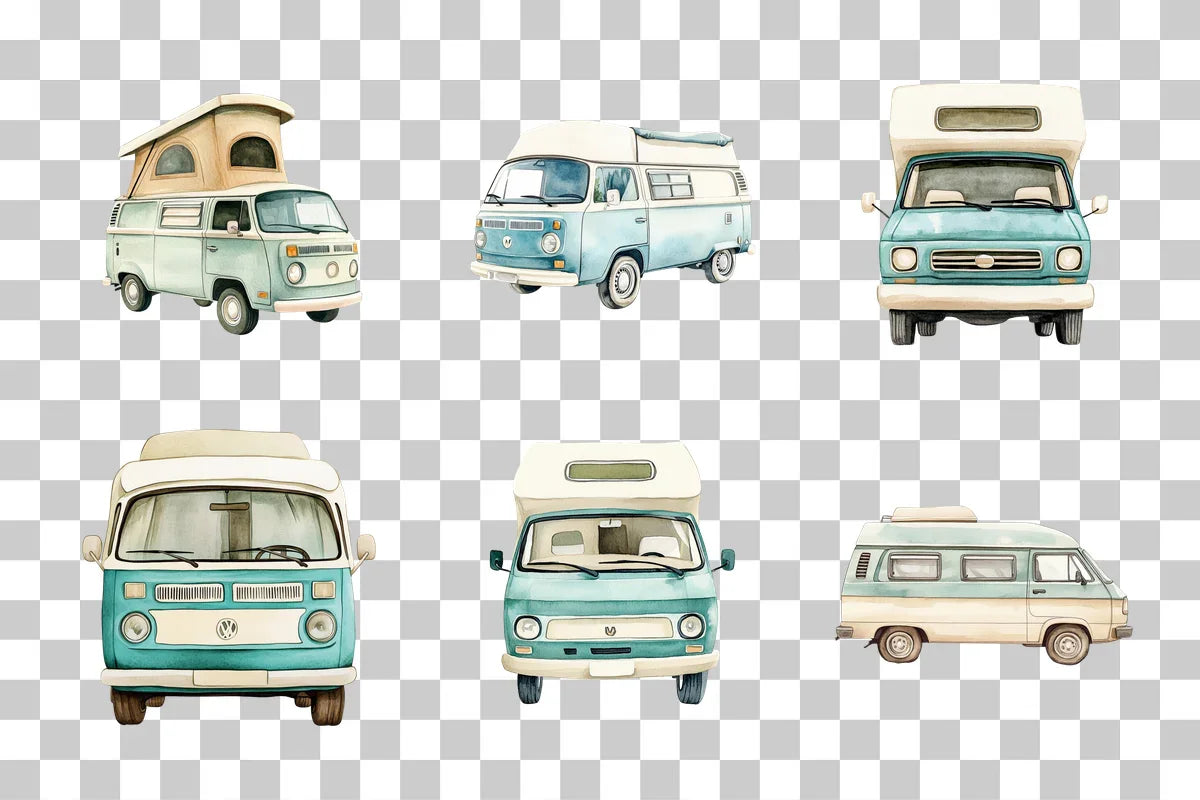 Camper Van Beach Clipart Bundle - CraftNest - Digital Crafting and Art