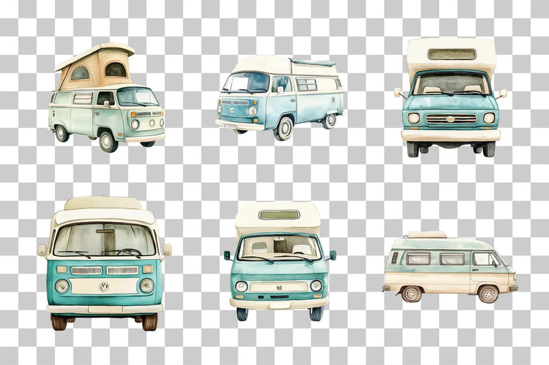 Camper Van Beach Clipart Bundle - CraftNest - Digital Crafting and Art