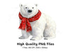 Polar Bear in Red Scarf Clipart Bundle