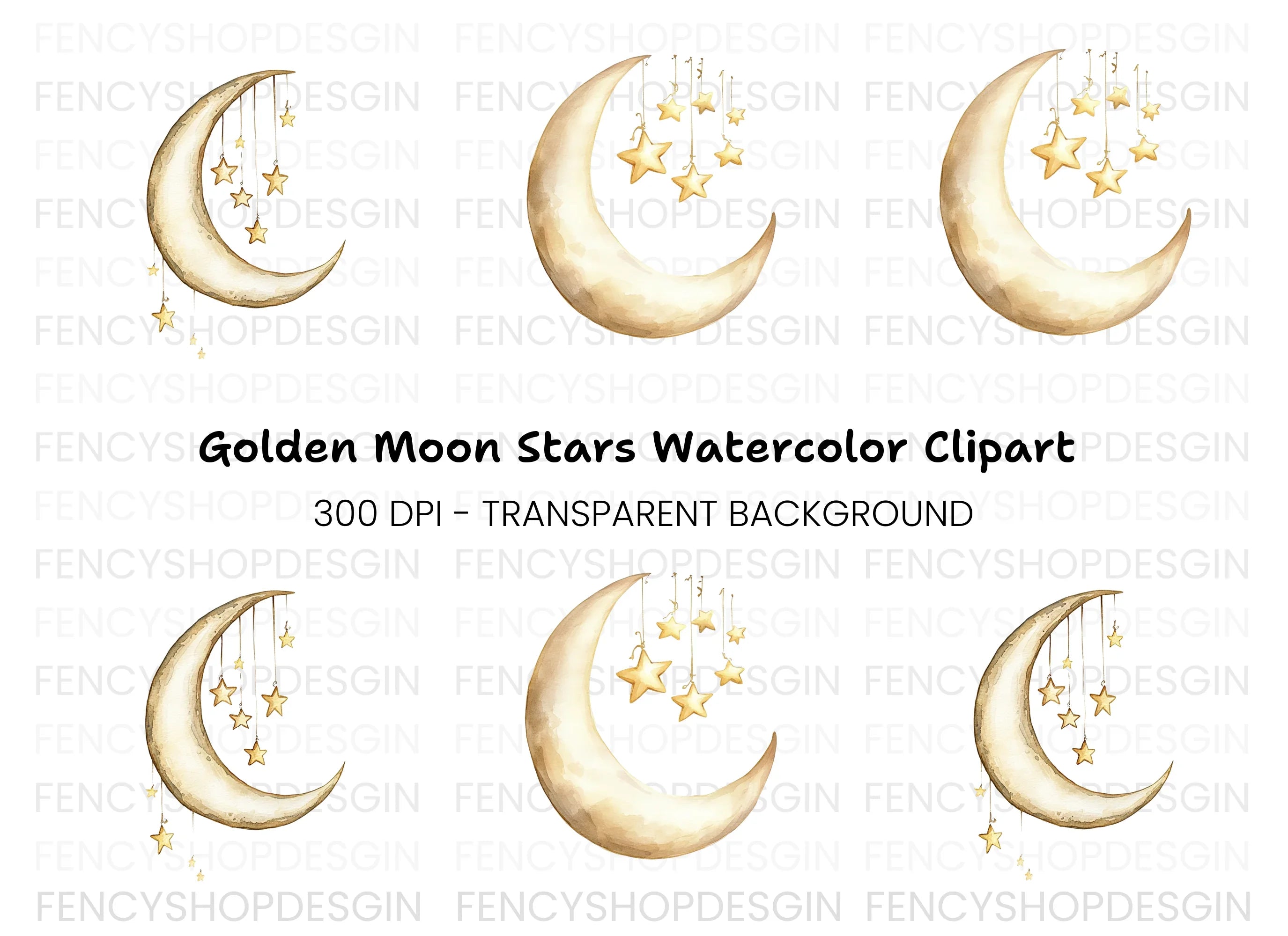 Dreamy Moon and Stars Clipart Bundle