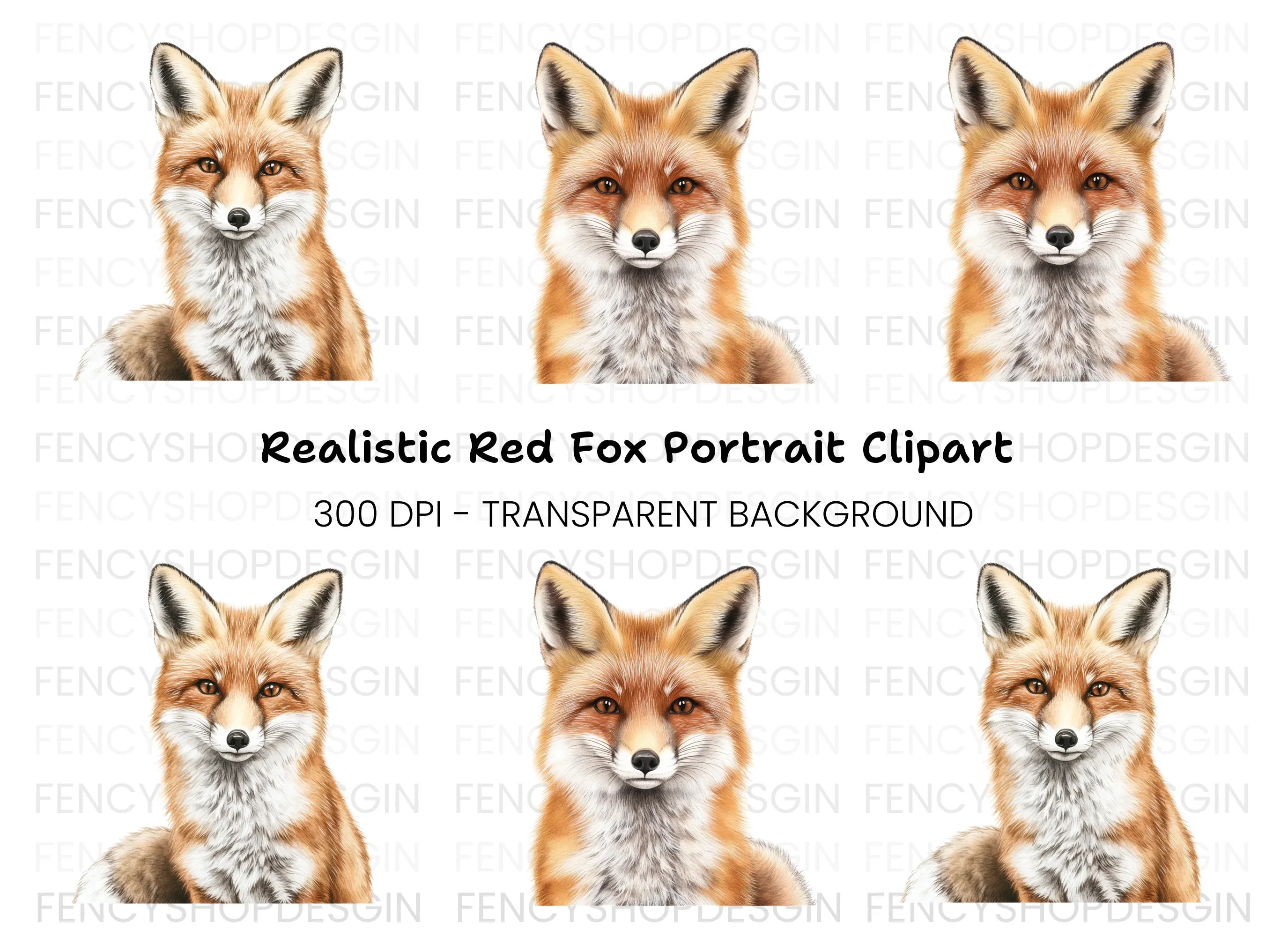 Adorable Fox Portraits Clipart Bundle
