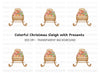 Christmas Sleigh with Gifts Clipart Bundle