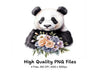 Charming Pandas with Floral Bouquets Clipart Bundle