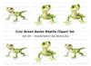 Cute Green Gecko Lizard Clipart Bundle