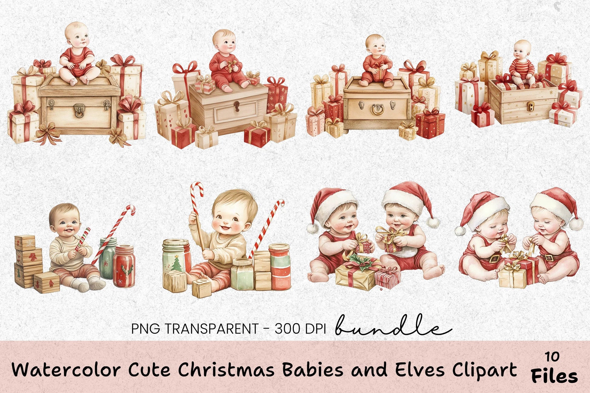 Cute Christmas Babies and Elves Clipart Bundle - CraftNest - Digital Crafting and Art