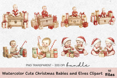 Cute Christmas Babies and Elves Clipart Bundle - CraftNest - Digital Crafting and Art