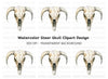 Rustic Cow Skull Illustration Clipart Bundle
