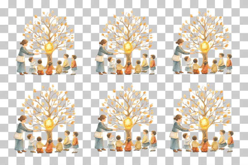 Tree with Teacher and Student Clipart Bundle - CraftNest - Digital Crafting and Art