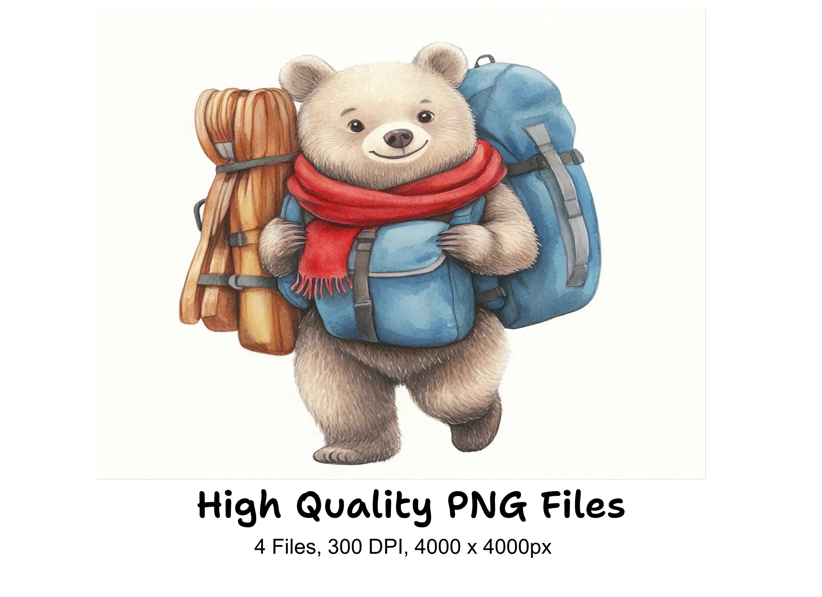 Cute Bear Backpacking Clipart Bundle