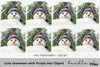 Cute Snowman with Purple Hat Clipart Bundle