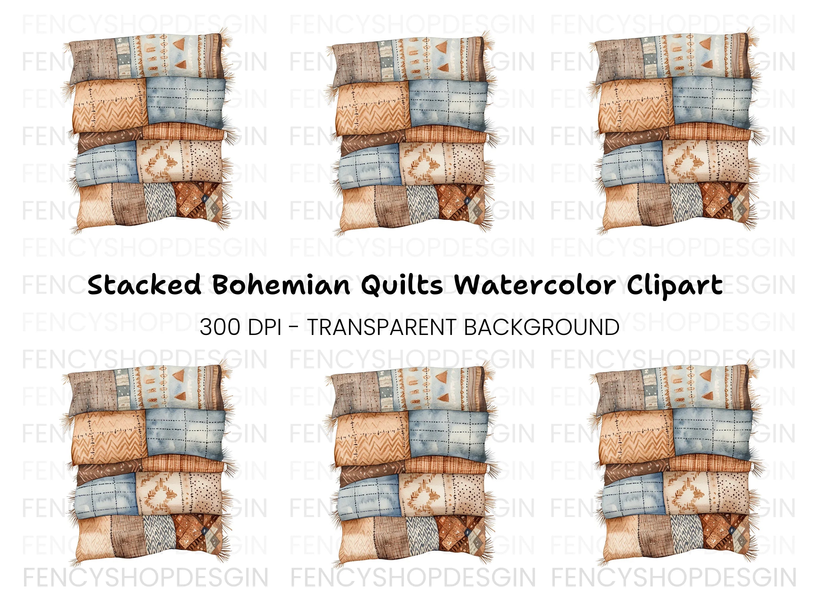 Boho Quilt and Blanket Clipart Bundle