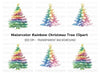 Rainbow Christmas Trees Clipart Bundle