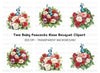 Peacock and Rose Bouquet Clipart Bundle