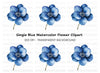 Vibrant Blue Anemone Flower Clipart Bundle