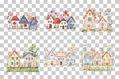Folk Floral Houses Clipart Bundle - CraftNest - Digital Crafting and Art
