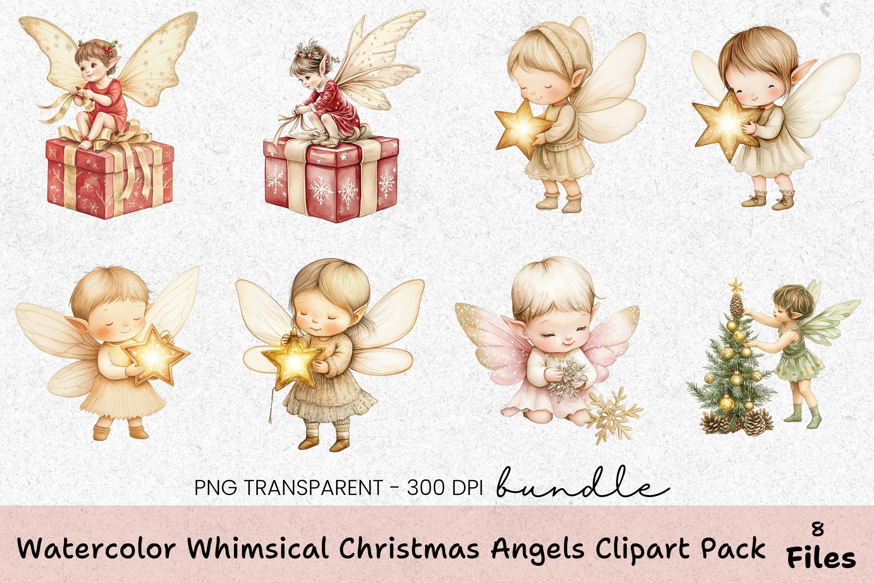 Whimsical Christmas Angels Clipart Bundle - CraftNest - Digital Crafting and Art
