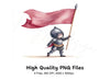 Cute Chibi Knights with Red Flags Clipart Bundle