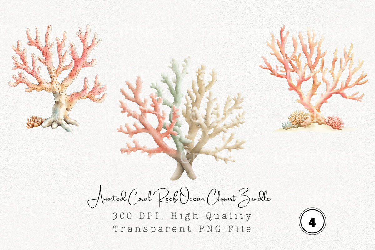 Assorted Coral Reef Ocean Clipart Bundle
