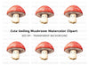 Cute Kawaii Mushroom Clipart Bundle