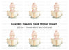 Winter Girl Reading Book Clipart Bundle